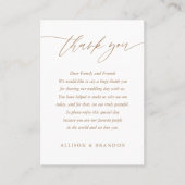 Gold Elegant Calligraphy Wedding Thank You Place Card | Zazzle