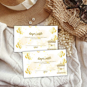Gold Elegant Carousel Diaper Raffle Baby Shower  Enclosure Card