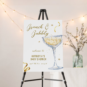 Gold Elegant Champagne Baby Shower Welcome Sign 