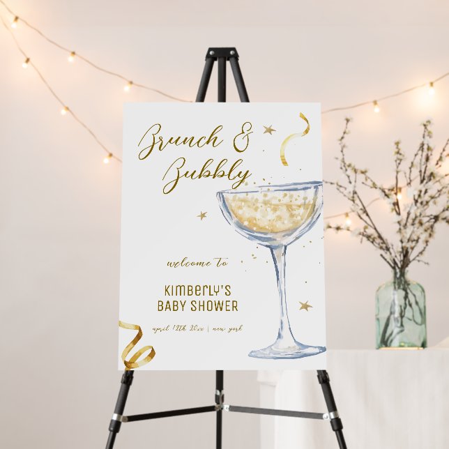 Gold Elegant Champagne Baby Shower Welcome Sign  (In Situ (Stand))