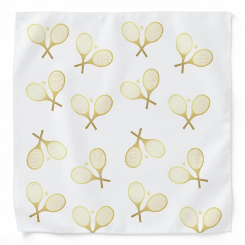 Gold Elegant Chic Classic Tennis Racquets Ball    Bandana