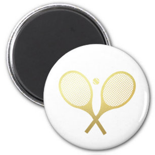 Gold Elegant Chic Classic Tennis Racquets Ball   Magnet