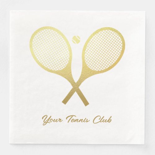 Gold Elegant Chic Classic Tennis Racquets Ball  Paper Dinner Napkins