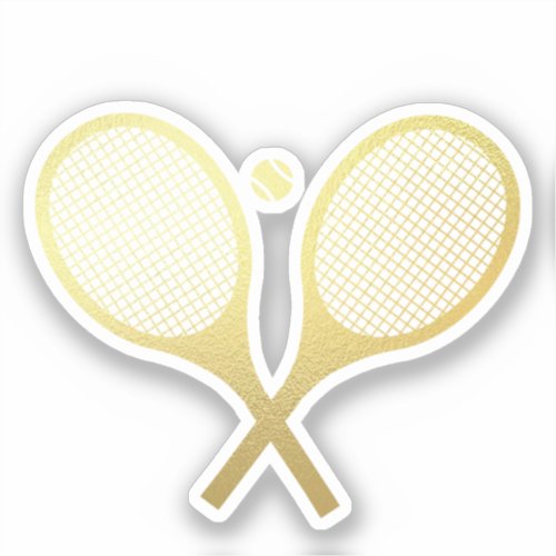 Gold Elegant Chic Classic Tennis Racquets Ball   Sticker