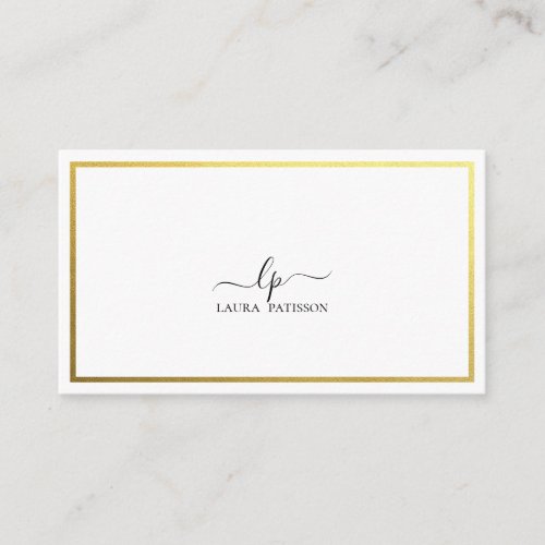 Gold elegant chic monogram with qr_code business card
