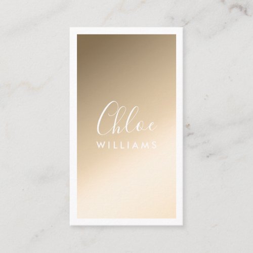 Gold elegant chic ombre gradient white script business card