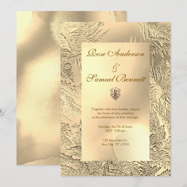 Gold Elegant Chic Wedding Invitation (Front/Back)
