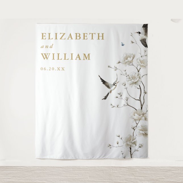 Gold Elegant Chinoiserie Wedding Photo Backdrop (Front)