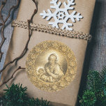 Gold Elegant Christian Christmas Nativity Scene Classic Round Sticker<br><div class="desc">Gold Elegant Painting by Cornelis Ploos van Amstel (1796) representing the Blessed Virgin Mary and the Infant Jesus Christ in the manger. Great vintage  religious Christian Catholic Nativity Scene illustration for your holiday season gifts or your christmas cards enveloppes. Merry Christmas!</div>