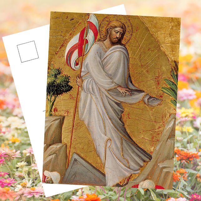 Gold Elegant Christian Resurrection Jesus Easter Holiday Postcard (Gold Elegant Religious Christian  Catholic Resurrection Jesus Christ Easter Holiday Postcard)