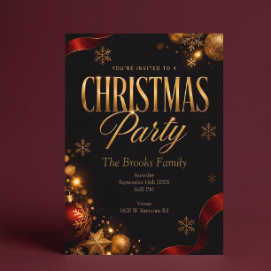 Gold Elegant Christmas Party Invitation