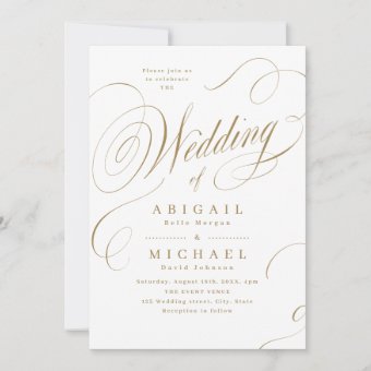 Gold elegant classic calligraphy vintage wedding i invitation | Zazzle