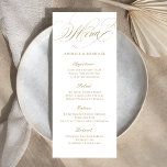 Gold elegant classic calligraphy vintage wedding menu<br><div class="desc">Modern classic menu calligraphy design in color editable gold color,  simple and elegant. great wedding menu cards for vintage wedding,   traditional wedding and formal classic wedding
See all the matching pieces in collection.</div>