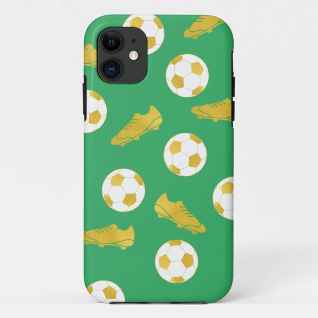 Gold Elegant Classic Soccer Cleats Ball Green  Case-Mate iPhone Case (Back)