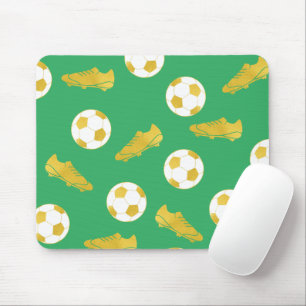 Gold Elegant Classic Soccer Cleats Ball Green  Mouse Pad