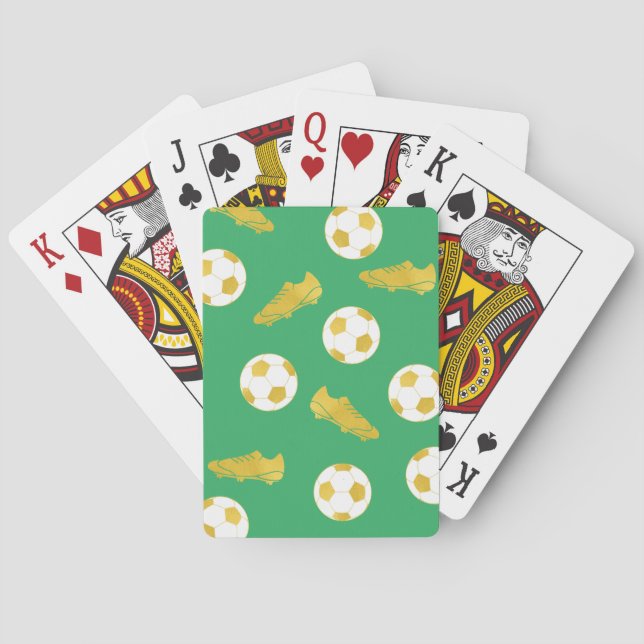 Gold Elegant Classic Soccer Cleats Ball Green Poker Cards (Back)