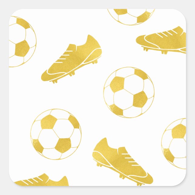 Gold Elegant Classic Soccer Cleats Ball  Square Sticker (Front)
