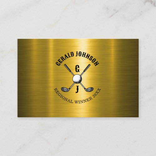 Gold Elegant Custom Golf Monogram Design Business Card