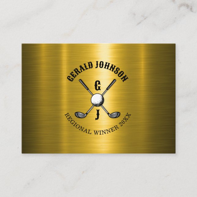 Gold Elegant Custom Golf Monogram Design Business Card (Front)