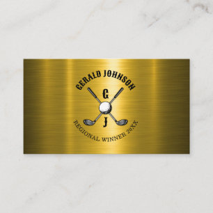 Gold Elegant Custom Golf Monogram Design Business Card