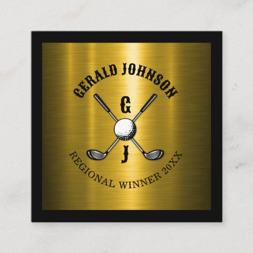 Gold Elegant Custom Golf Monogram Design Square Business Card