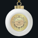 Gold Elegant Diamonds 50th Wedding Anniversary Ceramic Ball Christmas Ornament<br><div class="desc">Elegant gold floral swirls 50th wedding anniversary ornament.</div>