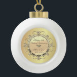 Gold Elegant Diamonds 50th Wedding Anniversary Ceramic Ball Christmas Ornament<br><div class="desc">Elegant gold floral swirls 50th wedding anniversary ornament.</div>