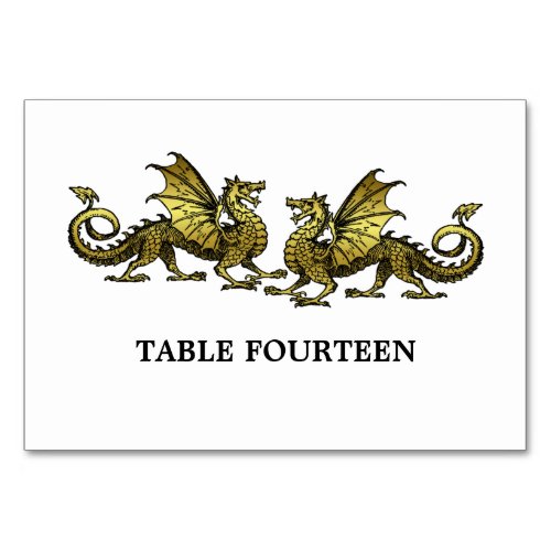 Gold Elegant Dragons Table Card