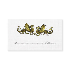 Gold Elegant Dragons Wedding Place Card