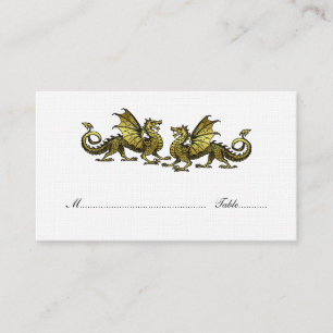 Gold Elegant Dragons Wedding Place Card