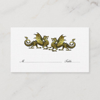 Gold Elegant Dragons Wedding Place Card