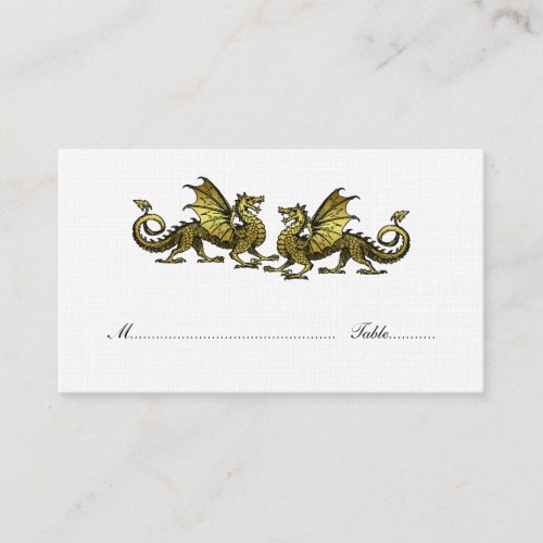 Gold Elegant Dragons Wedding Place Card