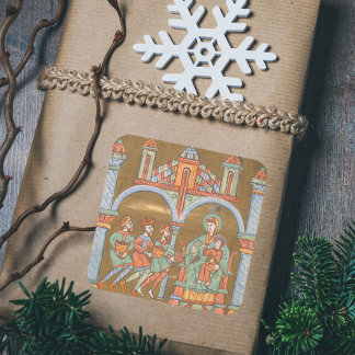 Gold Elegant Epiphany Christmas Nativity Medieval Square Sticker