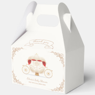 Gold Elegant Fairy Carriage Baby Shower Thank You Favor Boxes