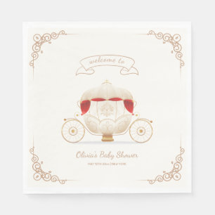Gold Elegant Fairy Carriage Baby Shower Welcome Napkins