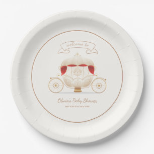 Gold Elegant Fairy Carriage Baby Shower Welcome Paper Plates