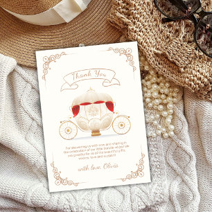 Gold Elegant Fairytale Carriage Baby Shower Thank You Card