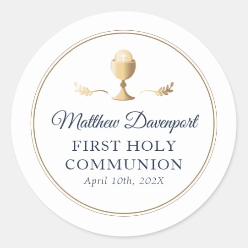 Gold Elegant First Communion Favor Sticker