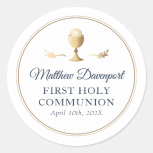 Gold Elegant First Communion Favor Sticker