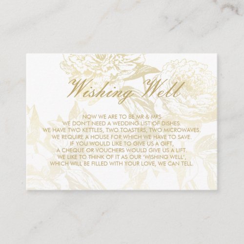 Gold Elegant Floral Wedding Wishing Well Enclosure Card