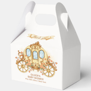 Gold Elegant Flower Prince Carriage Baby Shower Favor Boxes