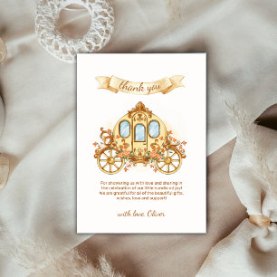 Gold Elegant Flower Prince Carriage Baby Shower Thank You Card
