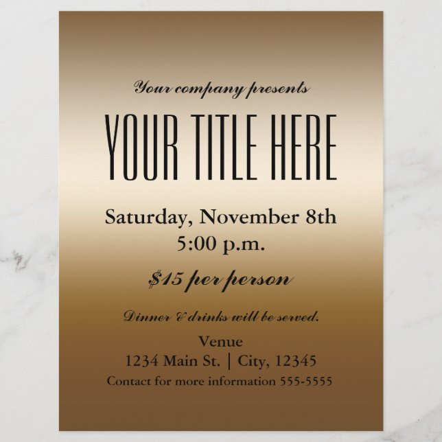 Gold Elegant Glamour Event Flyer Poster (Front)