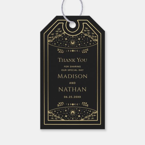 Gold Elegant Gothic Tarot Wedding Thank You Gift Tags