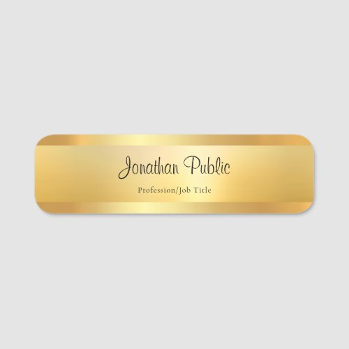 Gold Elegant Hand Script Name Template Modern Name Tag