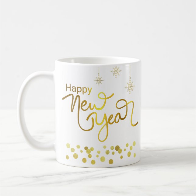 Gold Elegant Happy New Year Mug (Left)