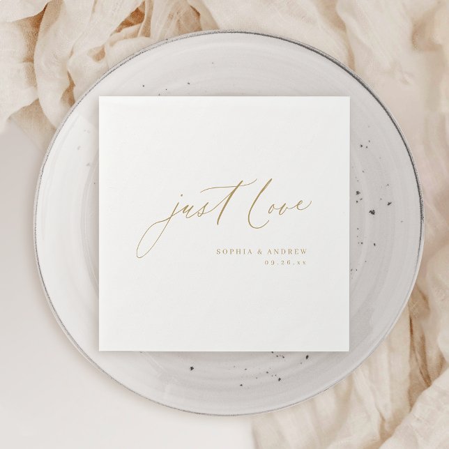 Gold Elegant just love script minimalist wedding Napkins (Gold Elegant just love script minimalist wedding Napkins)
