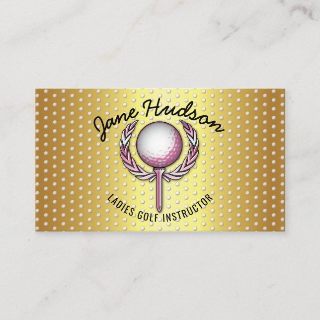Gold Elegant Ladies Golf Design Business Card (Front)