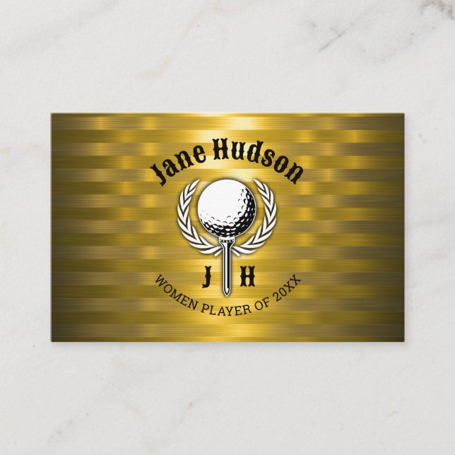 Gold Elegant Ladies Golf Monogram Design Business Card (Front)