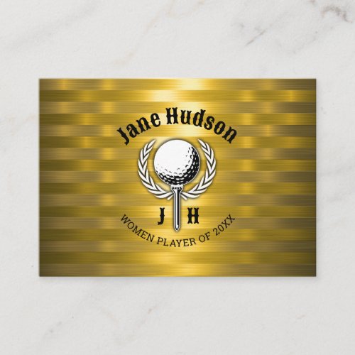 Gold Elegant Ladies Golf Monogram Design Business Card